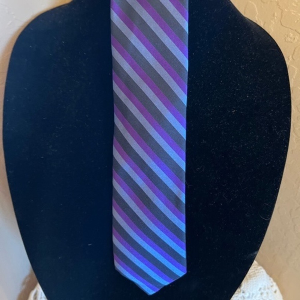 1901 Striped Neck Tie - Purple & Blue new